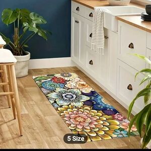 Anti Fatigue Waterproof Floral Rug Non skid Machine Washable 63 x 23